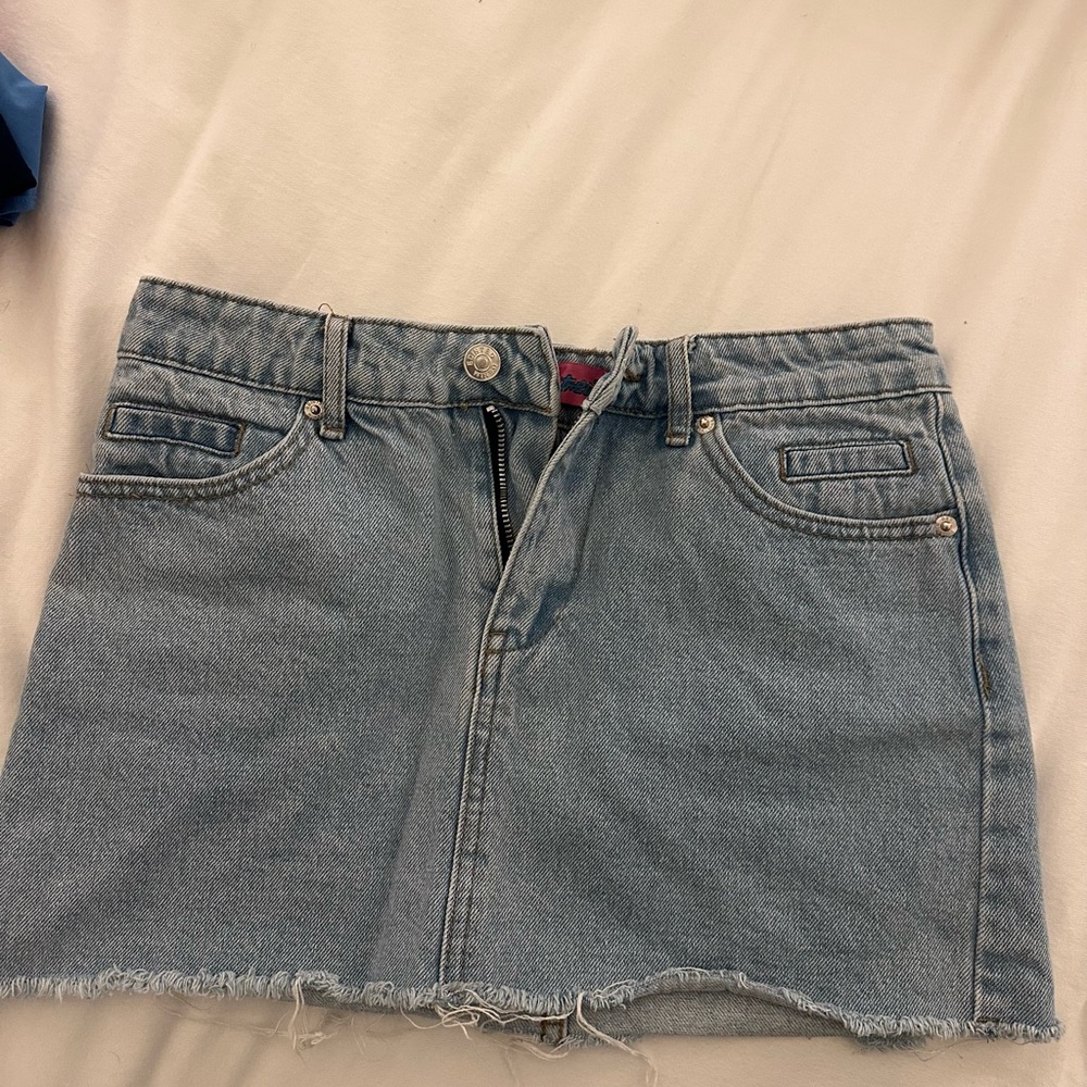 Edikted Light Blue Denim Mini Skirt